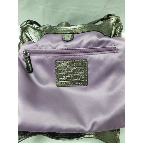 Coach Madison Metallic Silver Leather 3 Compartments Shoulder Bag - Picture 11 of 16